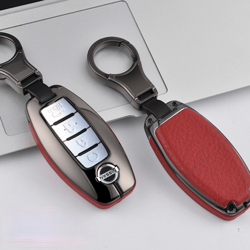 日産 高級感 本革 スマート キーケース キーカバー 高級 キーホルダー Nissan - iCarCompanion