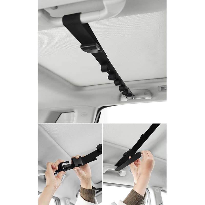 車用収納 釣り竿ラック 多機能 サンルーフ収納 しっかり 耐久 ネット・ポケット付き - iCarCompanion