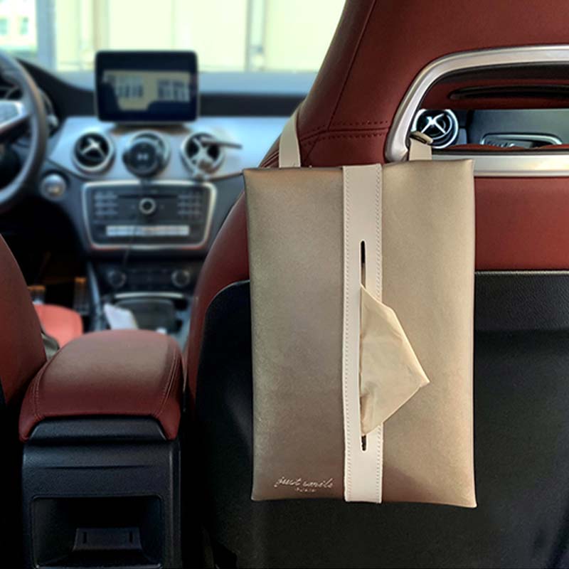 車用収納 シートバック用 ティッシュ箱 高級感デザイン おしゃれ 多色 いい触感 ソフトレザー - iCarCompanion