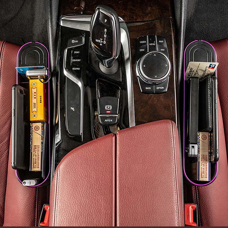 車用収納ボックス 多機能 多色ライト付き スマホ充電 おしゃれ シートギャップ 隙間収納 - iCarCompanion