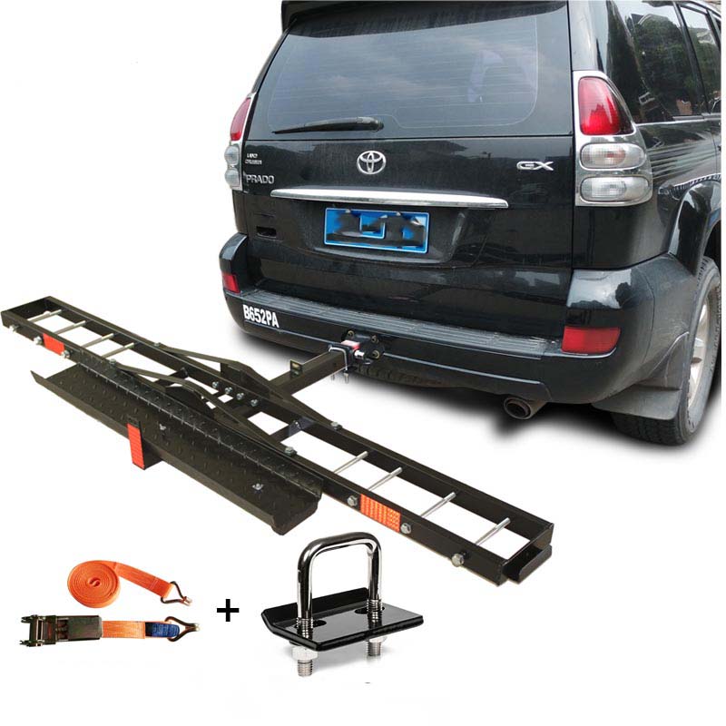 車用オートバイラック リアドア用 耐荷重強 取付簡単 安定 ヒッチ付き モーターサイクルキャリア - iCarCompanion