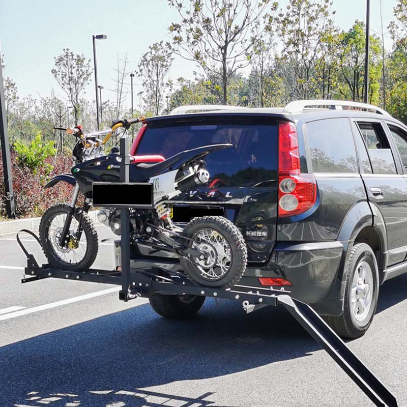 車用オートバイラック リアドア用 耐荷重強 取付簡単 安定 ヒッチ付き モーターサイクルキャリア - iCarCompanion