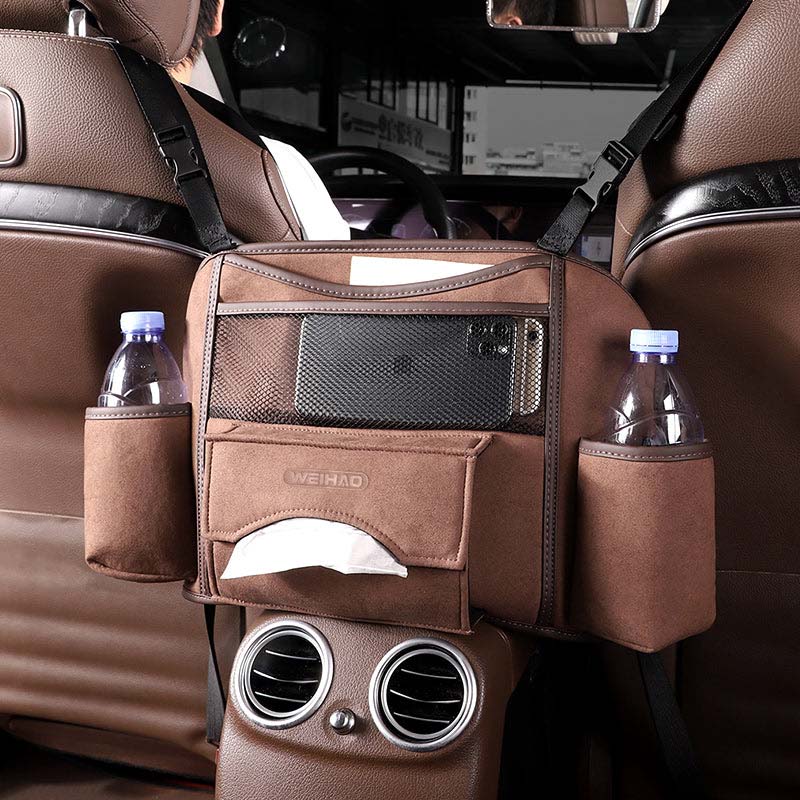 車用収納 高級感 ティッシュボックス 多機能 実用 カップホルダー おしゃれ 収納ポケット - iCarCompanion