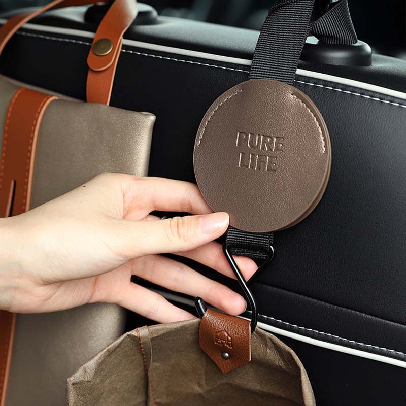 車用収納 シートバック用 高級感レザーフック ハンガー おしゃれ 多色 カー・家庭両用 - iCarCompanion