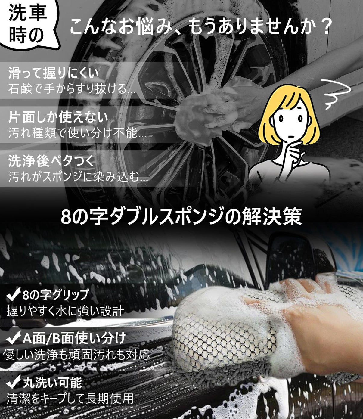 洗車ミット 2枚入りセット コスパ最強 洗車手袋 マイクロファイバー製 洗車グッズ 車 バイク 自転車用 洗車スポンジ