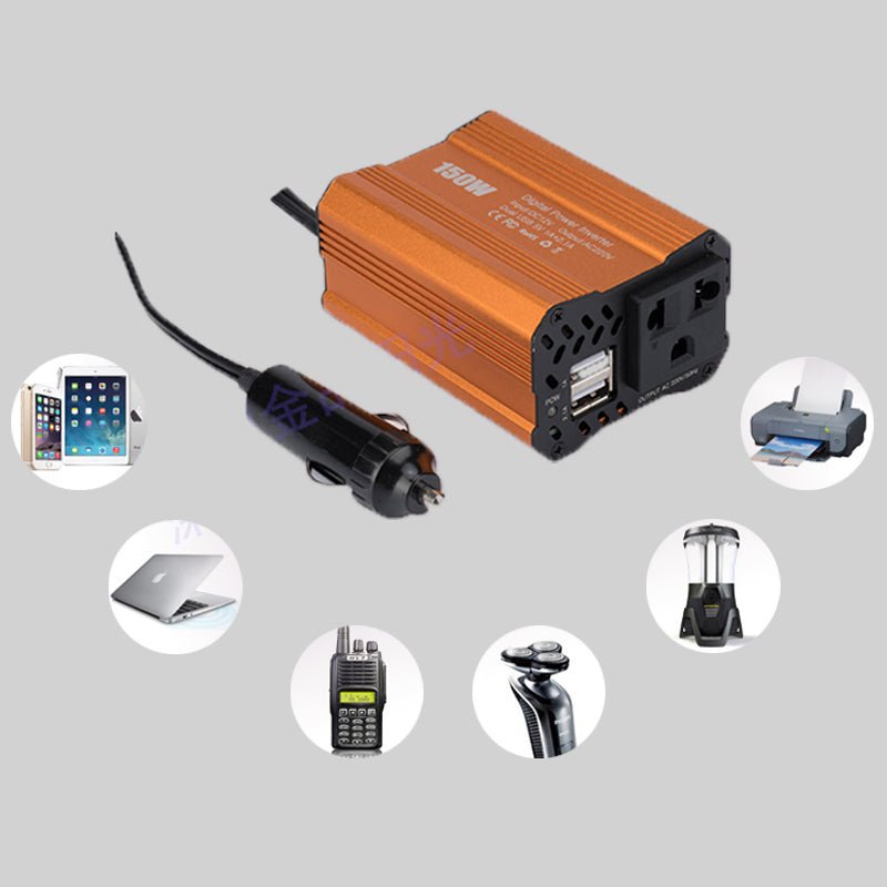 車載用インバーター 150W 12V 100V 修正正弦波 USBポート2口 コンバーター 防災用品 チャージャー | iCarCompanion