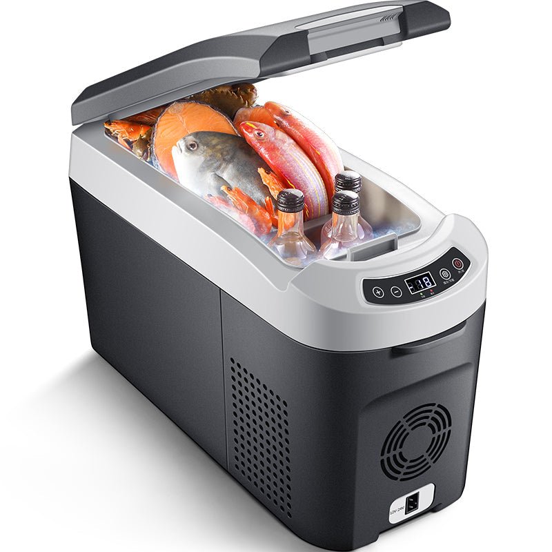 車載クーラーボックス 釣り 肩かけベルト - 18℃～10℃ 冷凍冷蔵庫 車中泊 キャンプ 家庭用 - iCarCompanion