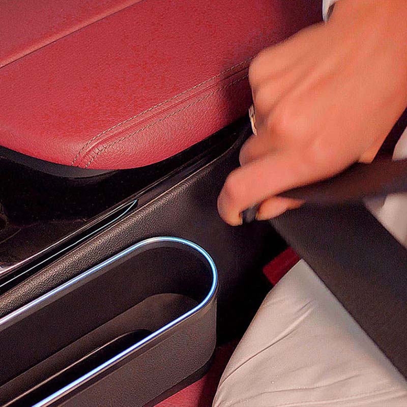 車用収納ボックス 多機能 多色ライト付き スマホ充電 おしゃれ シートギャップ 隙間収納 - iCarCompanion