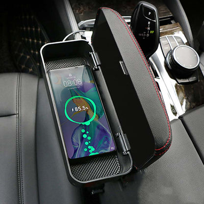車用収納ボックス ワイヤレス充電 昇降肘掛け 多機能 実用 運転疲労軽減 高級レザー 隙間収納 - iCarCompanion