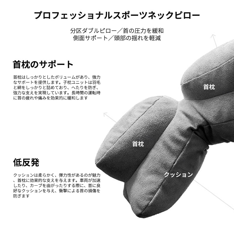 ネックピロー 首枕 旅行用 飛行機 携帯枕 低反発 クッション運転 車内 頸椎サポート 車中泊 人間工学設計 専用シートクッション | iCarCompanion