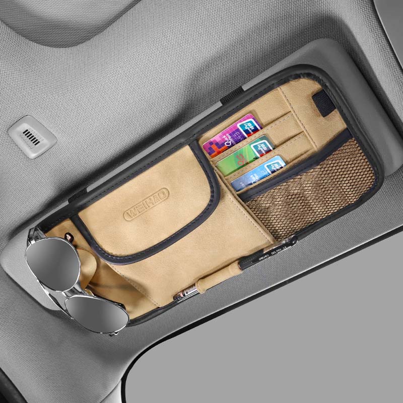 車用収納 サンバイザー収納 高級感 メガネ カードクリップ 多機能 実用性 多色 おしゃれ - iCarCompanion