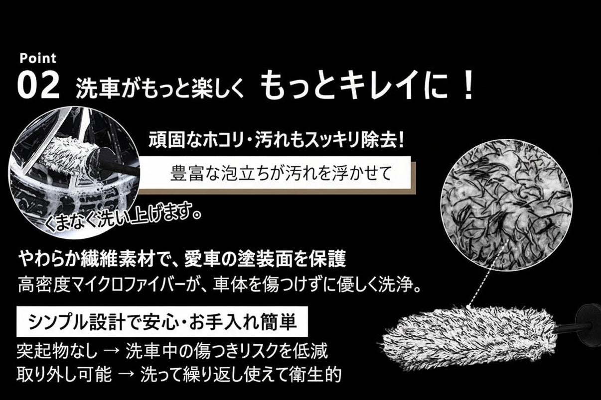 【ホイール専用】洗車ブラシ フラット タイヤブラシ 柔らかい毛で傷つけない ホイールブラシ 車用 洗車グッズ ディテールブラシ 洗車用品 1個入り