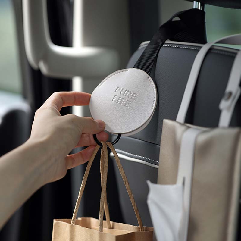 車用収納 シートバック用 高級感レザーフック ハンガー おしゃれ 多色 カー・家庭両用 - iCarCompanion