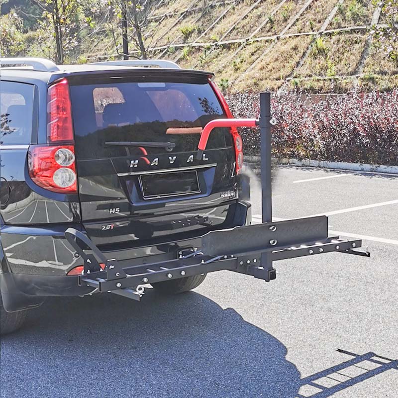 車用オートバイラック リアドア用 耐荷重強 取付簡単 安定 ヒッチ付き モーターサイクルキャリア - iCarCompanion