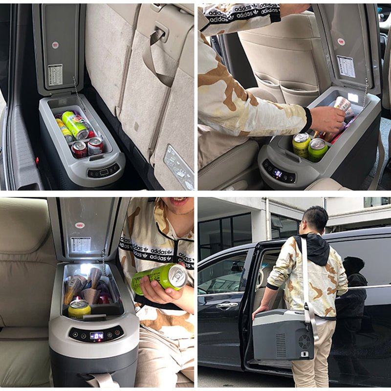 車載クーラーボックス 釣り 肩かけベルト - 18℃～10℃ 冷凍冷蔵庫 車中泊 キャンプ 家庭用 - iCarCompanion