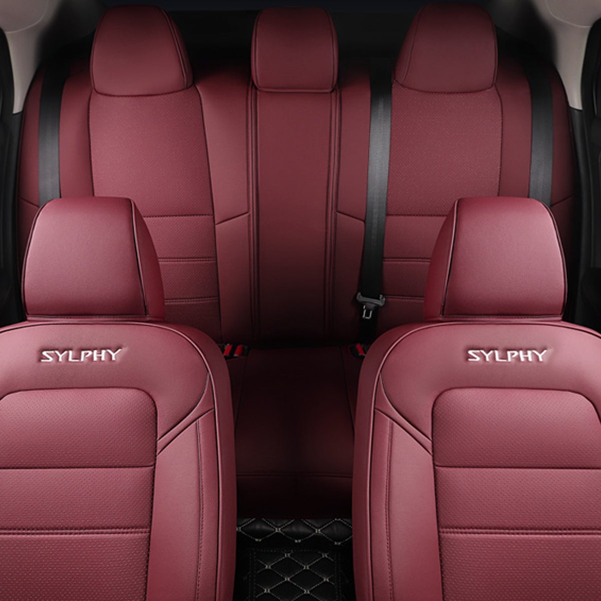 日産 シルフィ専用 防水レザー 高級シートカバー おしゃれ カスタムロゴ 4色 全席セット - iCarCompanion