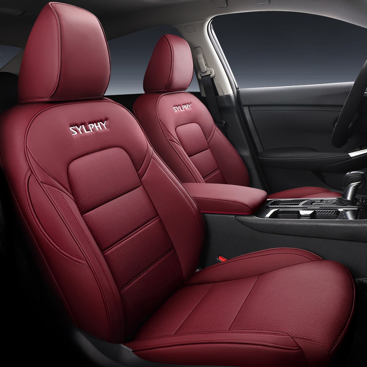 日産 シルフィ専用 防水レザー 高級シートカバー おしゃれ カスタムロゴ 4色 全席セット - iCarCompanion