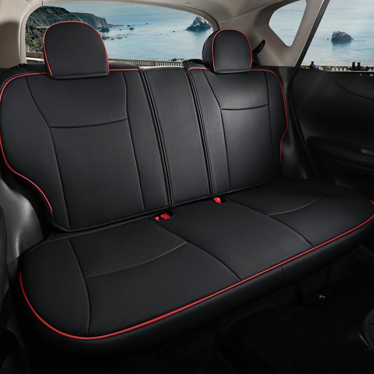 日産 ティーダ専用 耐久性 高級シートカバー4色 防水 おしゃれ カスタムロゴ 全席セット - iCarCompanion