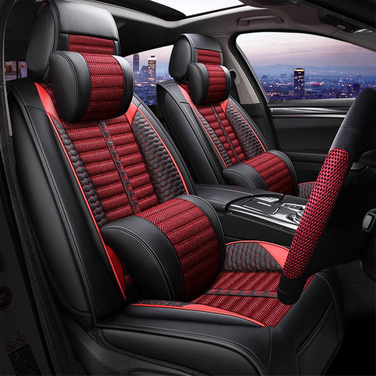 リネン製 汎用シートカバー フィット感抜群 4色 通気防水 耐摩耗性 軽/普自動車 SUV - iCarCompanion