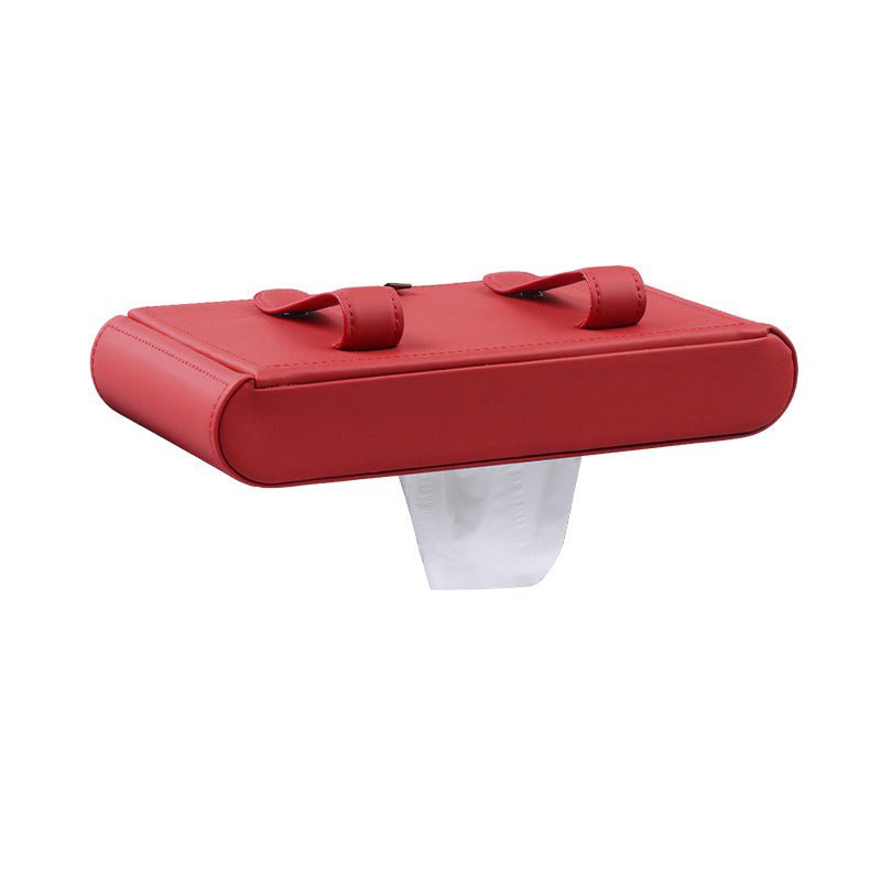車用 ティッシュケース カバー カー 用品 アクセサリー PUレザー 革 箱 ティッシュ 取り付け簡単 車用品 家庭用便利グッズ 吊り下げ式 置き式 - iCarCompanion