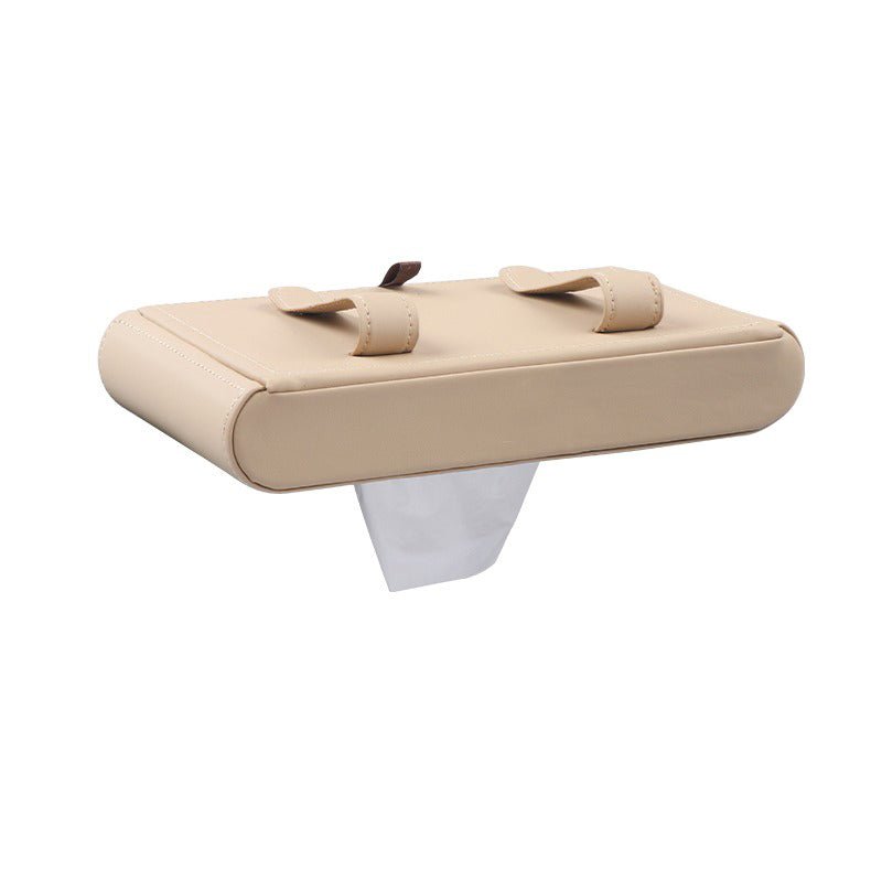 車用 ティッシュケース カバー カー 用品 アクセサリー PUレザー 革 箱 ティッシュ 取り付け簡単 車用品 家庭用便利グッズ 吊り下げ式 置き式 - iCarCompanion