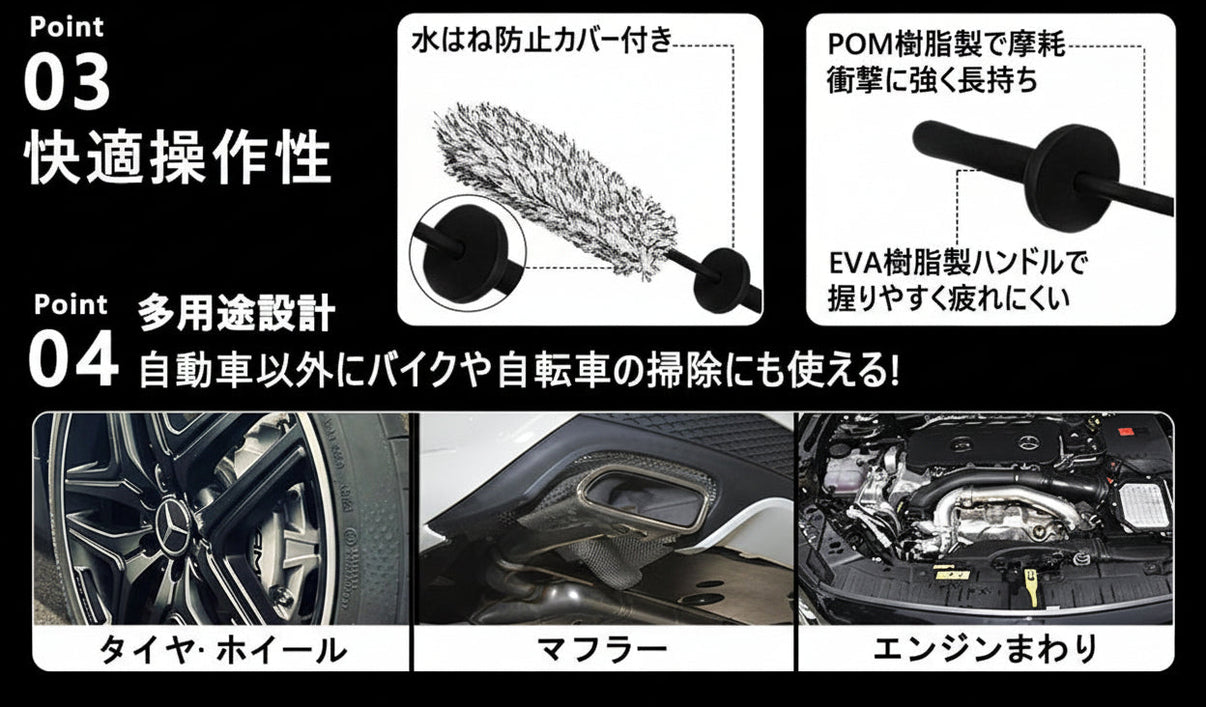 【ホイール専用】洗車ブラシ フラット タイヤブラシ 柔らかい毛で傷つけない ホイールブラシ 車用 洗車グッズ ディテールブラシ 洗車用品 1個入り