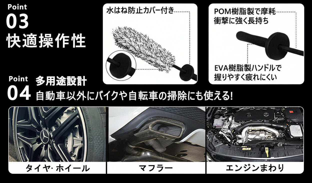 【ホイール専用】洗車ブラシ フラット タイヤブラシ 柔らかい毛で傷つけない ホイールブラシ 車用 洗車グッズ ディテールブラシ 洗車用品 1個入り