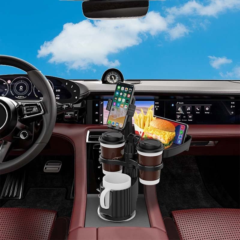 車用カップホルダー 車載 カップホルダ 車内収納ボックス車載テーブル スマホ置き 調整可能なベース 車載 取付簡単 滑り止め 小物置き 多機能 使い勝手 - iCarCompanion