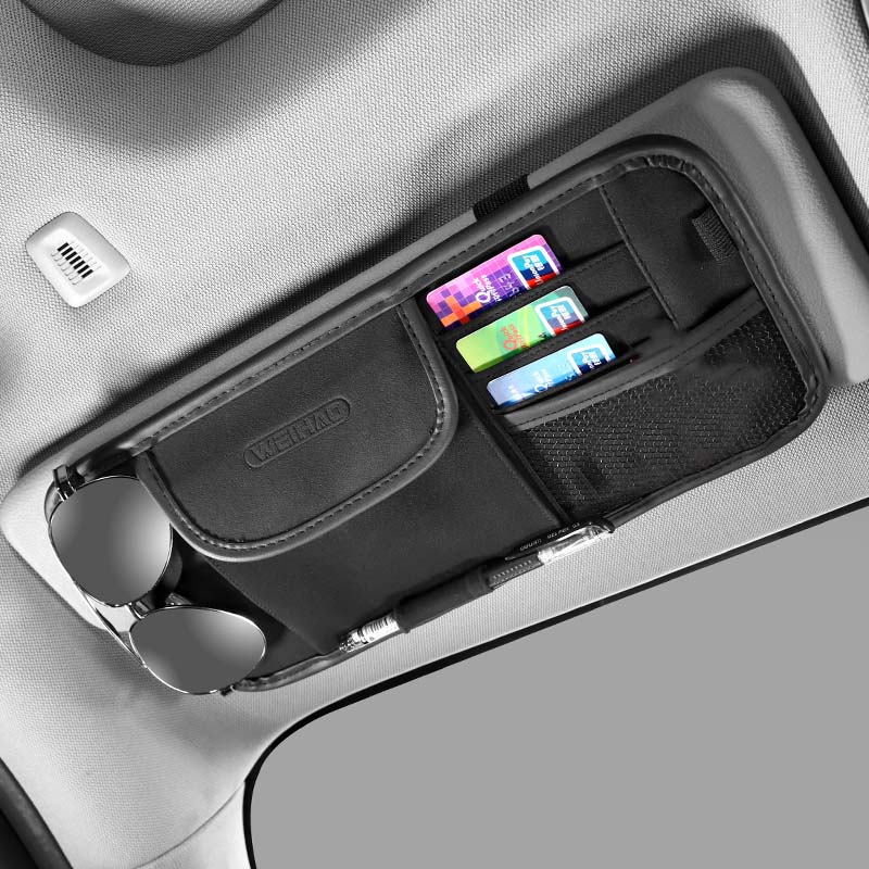 車用収納 サンバイザー収納 高級感 メガネ カードクリップ 多機能 実用性 多色 おしゃれ - iCarCompanion