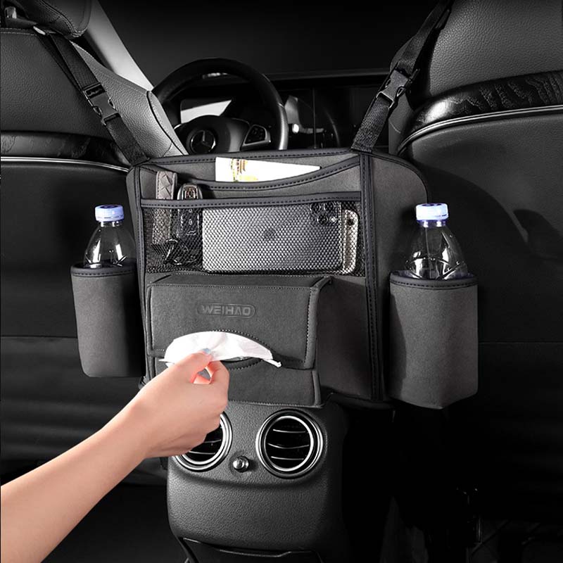 車用収納 高級感 ティッシュボックス 多機能 実用 カップホルダー おしゃれ 収納ポケット - iCarCompanion