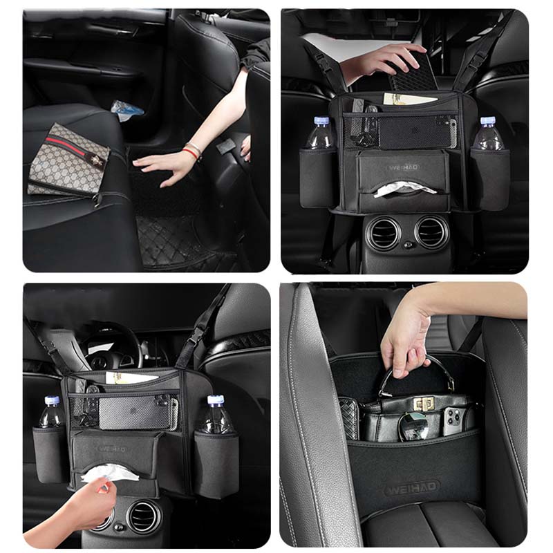 車用収納 高級感 ティッシュボックス 多機能 実用 カップホルダー おしゃれ 収納ポケット - iCarCompanion