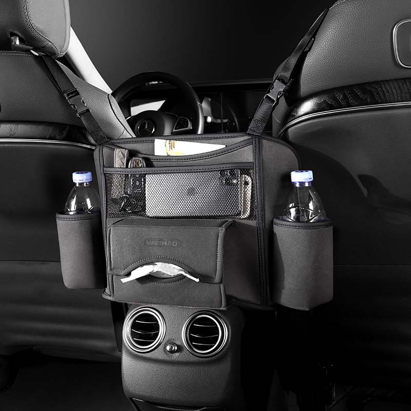 車用収納 高級感 ティッシュボックス 多機能 実用 カップホルダー おしゃれ 収納ポケット - iCarCompanion