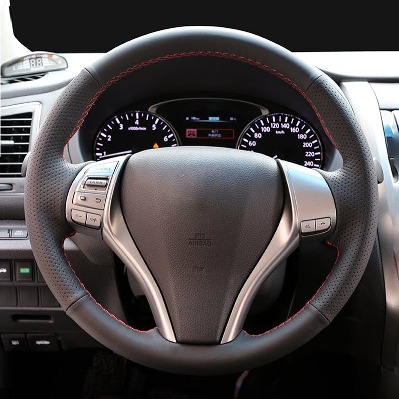 NISSAN日産 編み込み 本革 オーダーメイド 四季汎用 薄型 ステアリングカバー ハンドル 専用ハンドルカバー | iCarCompanion