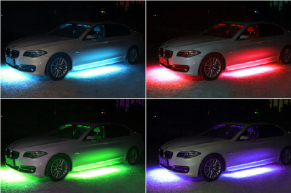 アンダーライト 車 RGB ロックライト 4個セット リモコン付き ボタンスイッチ付き 多機能 車外装飾 車のシャーシ装飾用 防水 おしゃれ