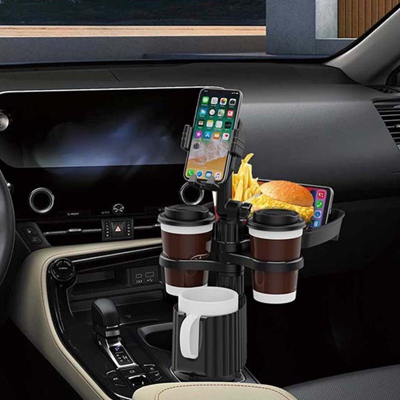 車用カップホルダー 車載 カップホルダ 車内収納ボックス車載テーブル スマホ置き 調整可能なベース 車載 取付簡単 滑り止め 小物置き 多機能 使い勝手 - iCarCompanion