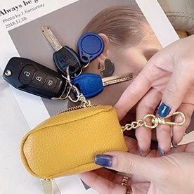 汎用 車キーケース ミニレザーキーカバー 上品デザイン かわいい マカロン色 - iCarCompanion