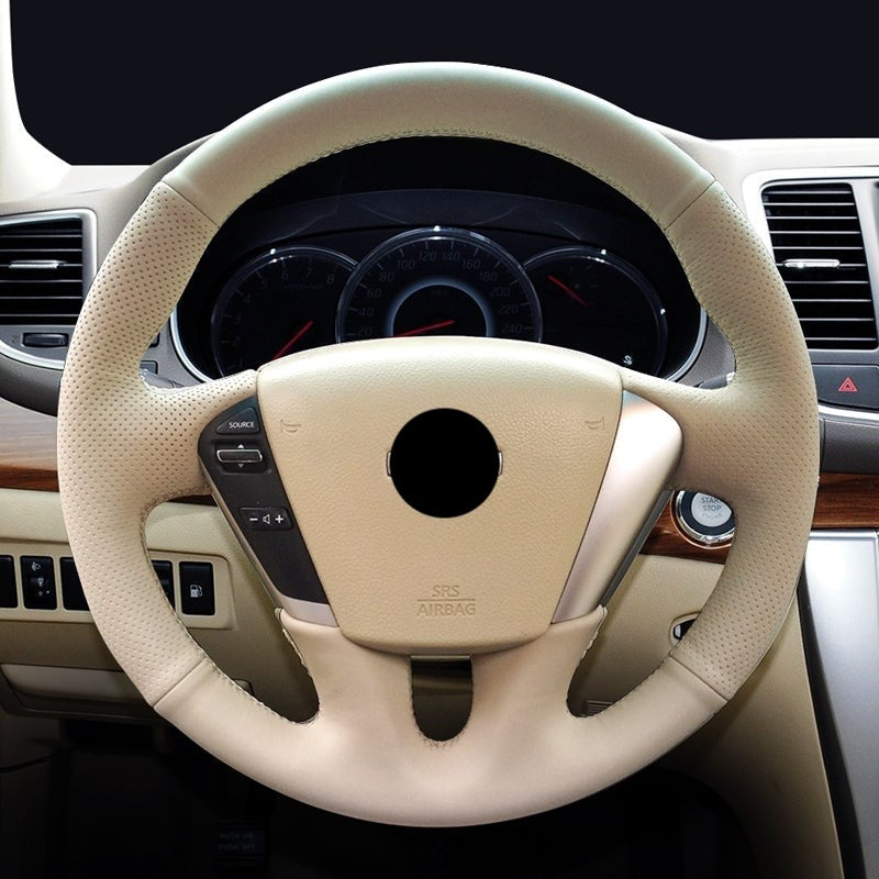 NISSAN日産 編み込み 本革 オーダーメイド 四季汎用 薄型 ステアリングカバー ハンドル 専用ハンドルカバー | iCarCompanion