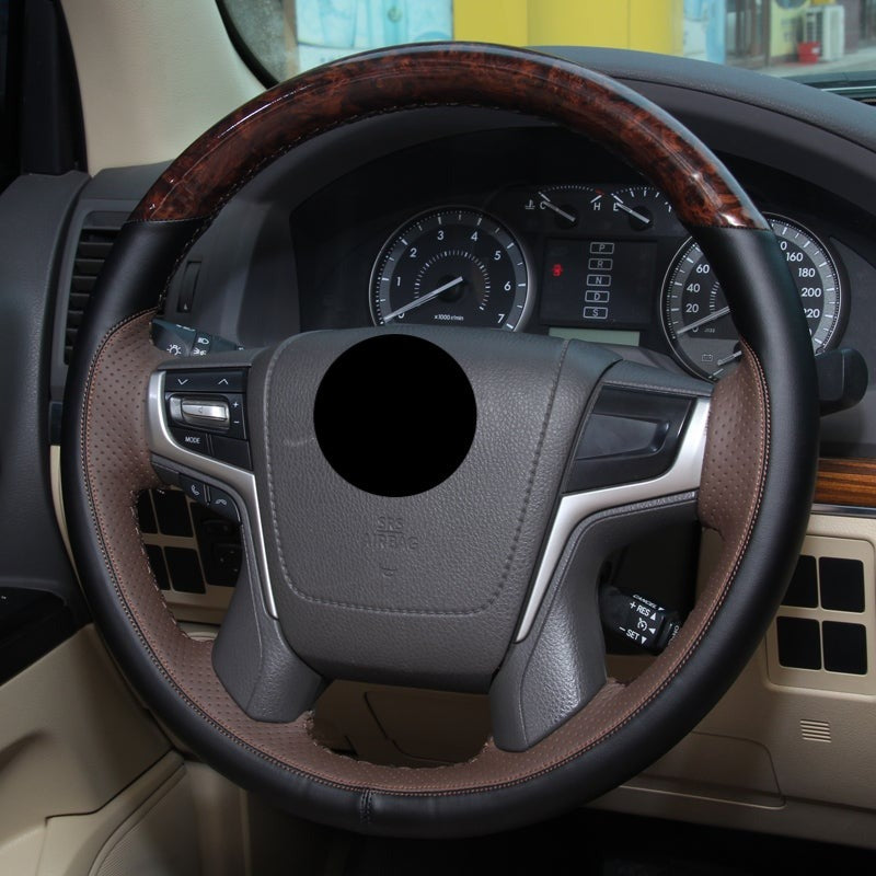 TOYOTA トヨタ  取り付け簡単 ハンドルカバー 編み込み式 マイクロファイバーレザー 桃の木 専用ハンドルカバー | iCarCompanion