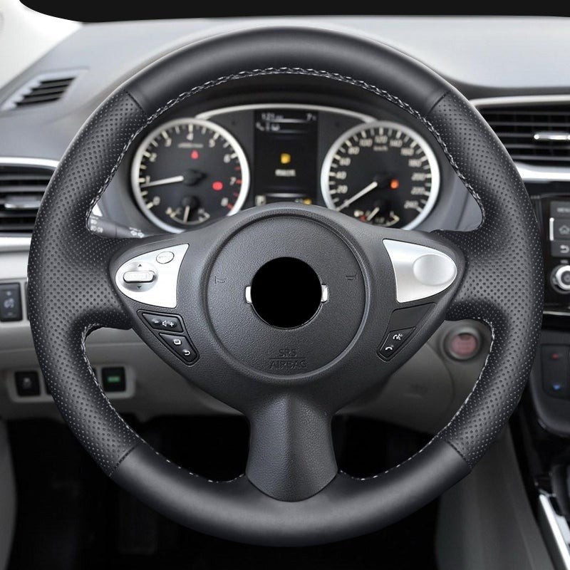 NISSAN日産 編み込み 本革 オーダーメイド 四季汎用 薄型 ステアリングカバー ハンドル 専用ハンドルカバー | iCarCompanion