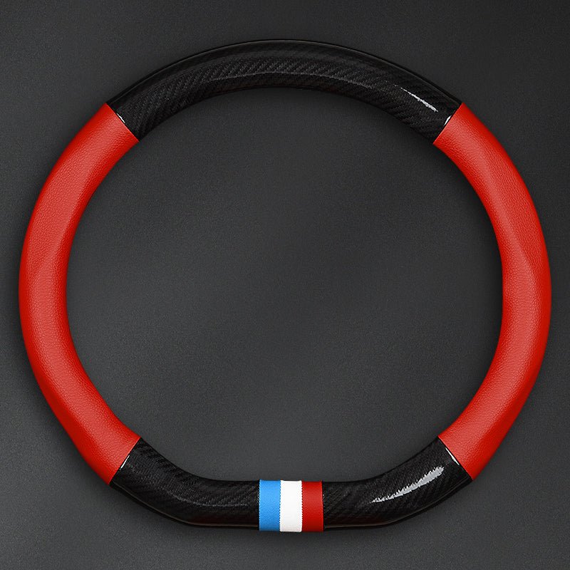 通気 ハンドルカバー カーボン調 スポーツ感 汚れにくい 滑り止め かっこいい 取り付け簡単  38CM 専用ハンドルカバー | iCarCompanion