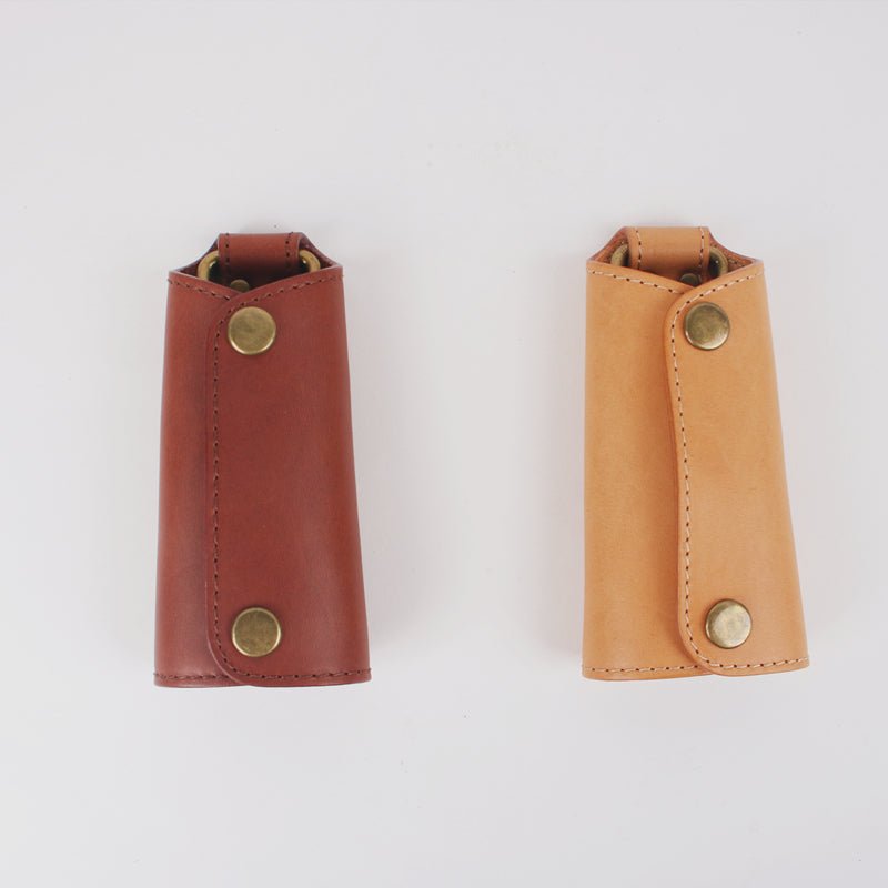 汎用 車キーケース 本革キーカバー 真鍮ボタン おしゃれ シンプルデザイン - iCarCompanion