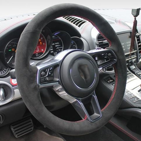 PORSCHE ポルシェ アルカンターラ 高級感 ハンドルカバー 編み込み オーダーメイド 専用ハンドルカバー | iCarCompanion