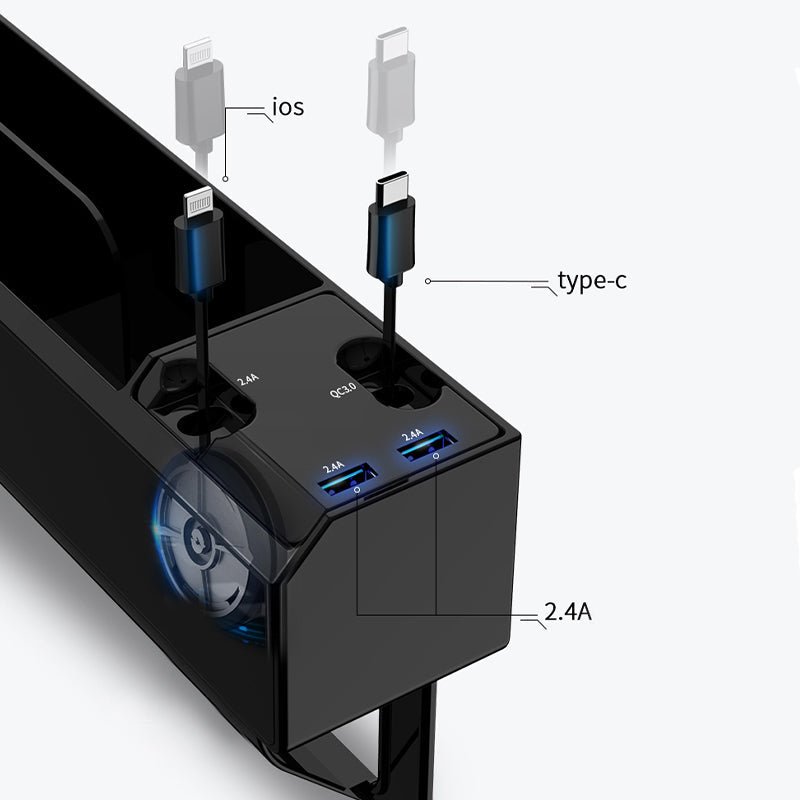 車用収納ボックス 隙間収納 スマホ充電 多機能 実用 便利 シートポケット ギャップ収納 - iCarCompanion