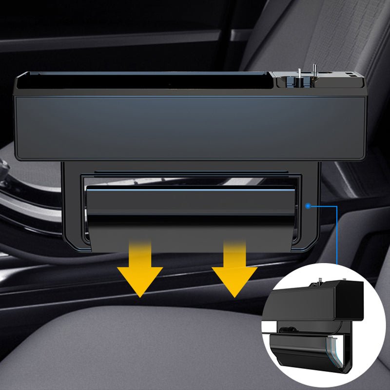 車用収納ボックス 隙間収納 スマホ充電 多機能 実用 便利 シートポケット ギャップ収納 - iCarCompanion
