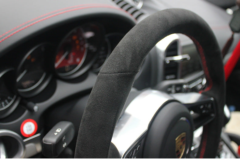 PORSCHE ポルシェ アルカンターラ 高級感 ハンドルカバー 編み込み オーダーメイド 専用ハンドルカバー | iCarCompanion