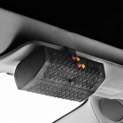 車用収納 豪華スエード 多機能 おしゃれ メガネクリップ サンバイザー収納 サングラスケース - iCarCompanion