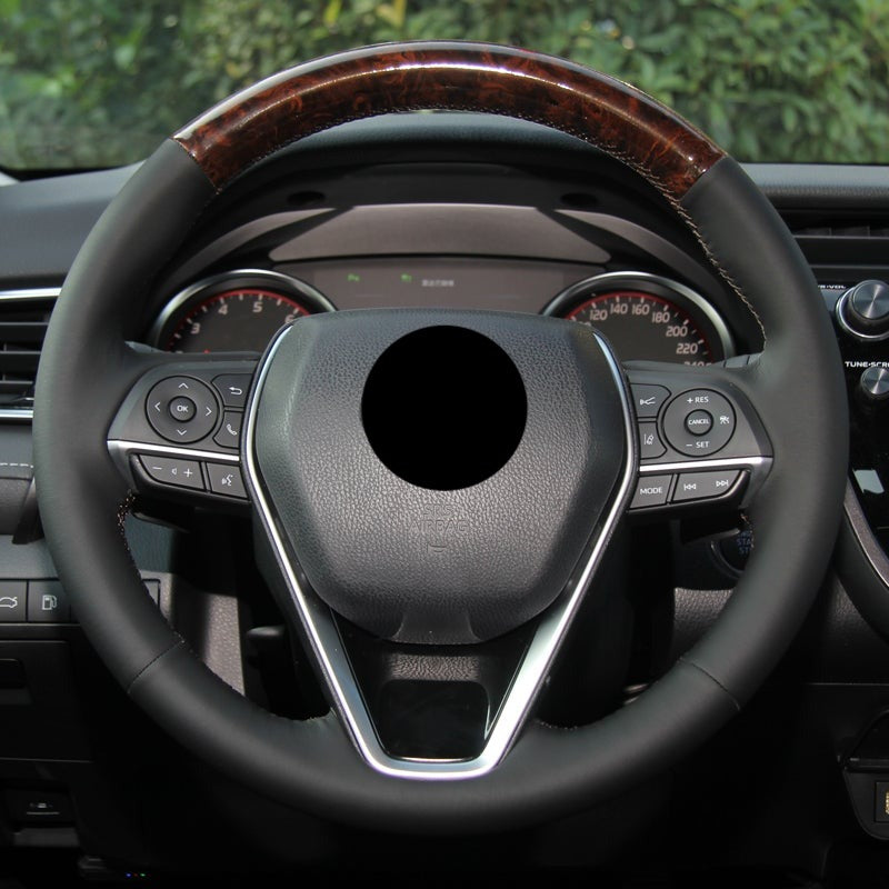 TOYOTA トヨタ  取り付け簡単 ハンドルカバー 編み込み式 マイクロファイバーレザー 桃の木 専用ハンドルカバー | iCarCompanion