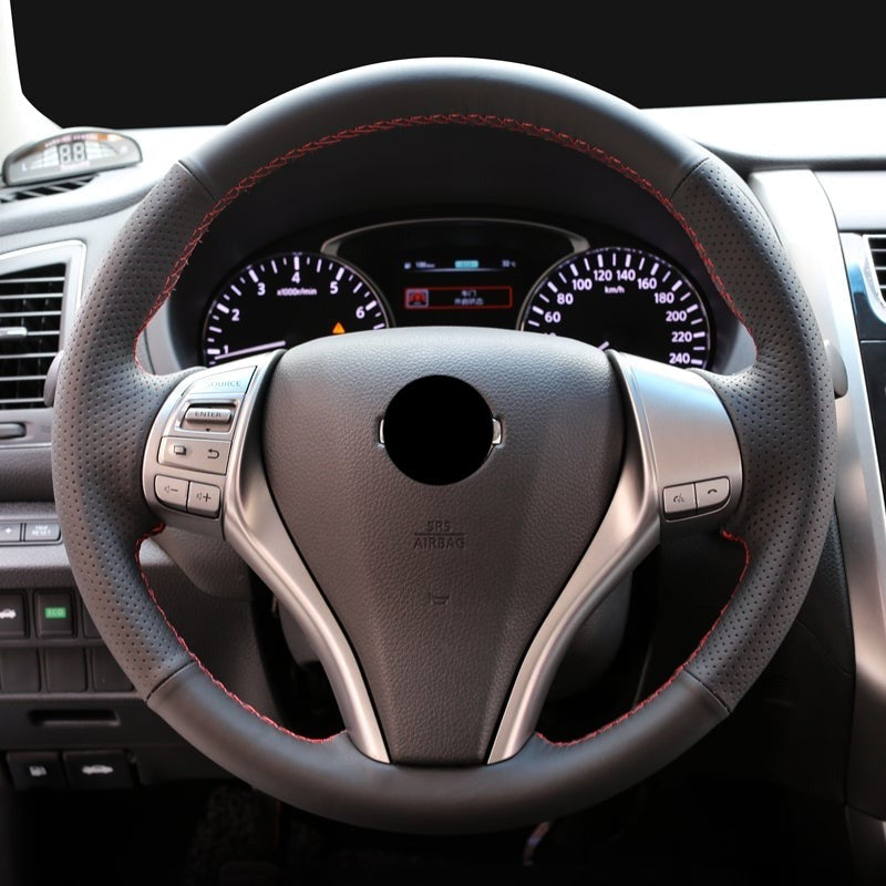 NISSAN日産 編み込み 本革 オーダーメイド 四季汎用 薄型 ステアリングカバー ハンドル 専用ハンドルカバー | iCarCompanion