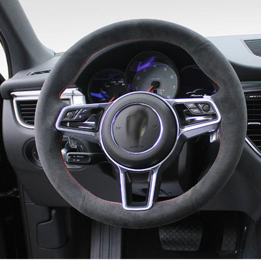 PORSCHE ポルシェ アルカンターラ 高級感 ハンドルカバー 編み込み オーダーメイド 専用ハンドルカバー | iCarCompanion