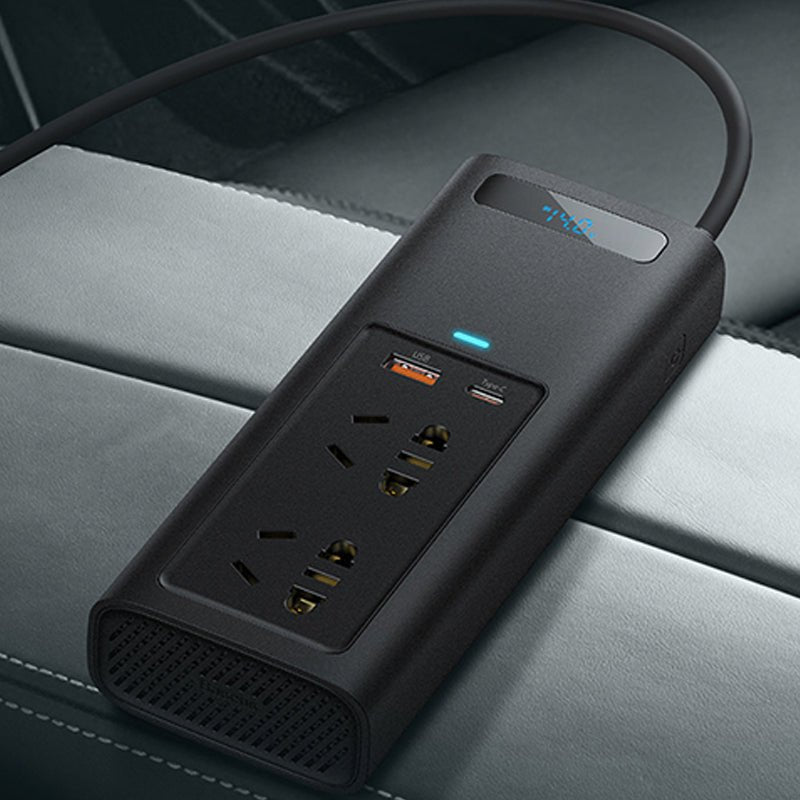 車載用インバーター パソコン対応 12V AC100V 150W 9重保護 ディスプレイ付き 静音タイプ | iCarCompanion